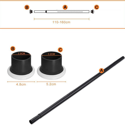 Extendable Shower Curtain Rod No Drilling 110-160CM Black Tension Rod