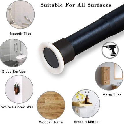 Extendable Shower Curtain Rod No Drilling 110-160CM Black Tension Rod