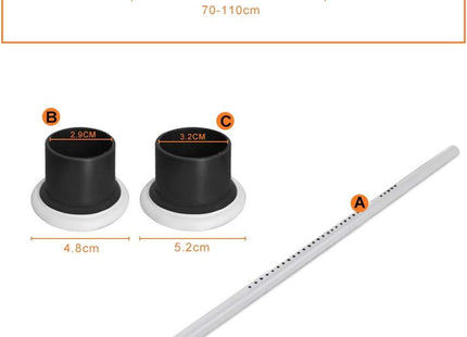 Shower Curtain Rod Extendable No Drill Telescopic Carbon Steel 70-110cm White