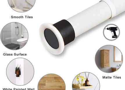 Shower Curtain Rod Extendable No Drill Telescopic Carbon Steel 70-110cm White