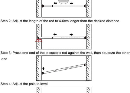 Shower Curtain Rod Extendable No Drill Telescopic Carbon Steel 70-110cm White