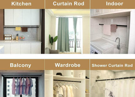 Shower Curtain Rod Extendable No Drill Telescopic Carbon Steel 70-110cm White