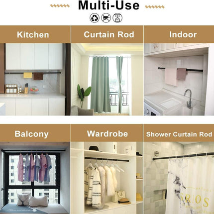 Shower Curtain Rod Extendable No Drill Telescopic Carbon Steel 70-110cm White