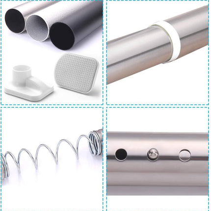 Shower Curtain Rod Extendable Telescopic No Drill Stainless Steel 310-360cm