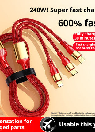 240W Super Fast Charge Suit Three-in-one Three-in-one Data Cable