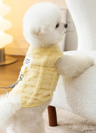 Autumn And Winter Dog Clothes Can Pull Simple Solid Color Two-legged Down Jacket Cat Warm Vest Pet Clothing