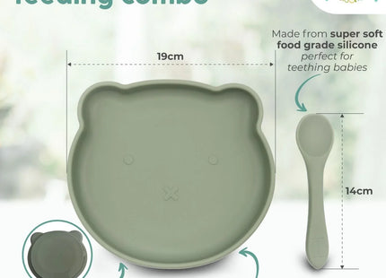 BLW Essentials Bear Plate and Spoon - Sage