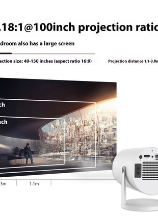 4K Portable Mini Projector - 180° Auto-Focus Home Cinema Projector with HD 1080P Support | Compact Smart Video Projector
