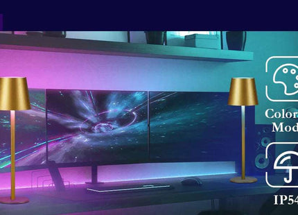 Rechargeable RGB LED Table Lamps Touch Dimmable 2 Pack IP54 White Indoor/Outdoor