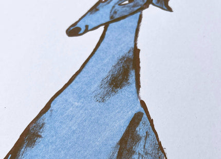 Blue Dog Risograph Art Print