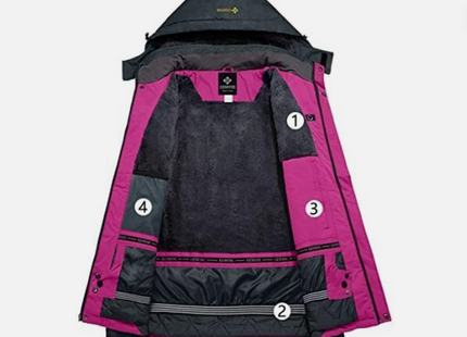 Womens Ski Jacket Waterproof Winter Fleece Lining Coat, Pink Size L GEMYSE