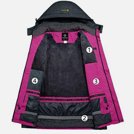 Womens Ski Jacket Waterproof Winter Fleece Lining Coat, Pink Size L GEMYSE