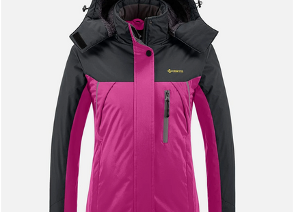 Womens Ski Jacket Waterproof Winter Fleece Lining Coat, Pink Size L GEMYSE
