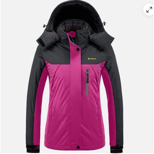 Womens Ski Jacket Waterproof Winter Fleece Lining Coat, Pink Size L GEMYSE
