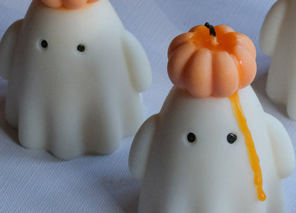 Ghost Candle with Pumpkin Hat