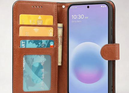 Google Pixel 7 Book Flip Case Leather Wallet with Magnetic Closure