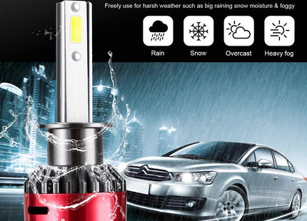 H1 LED Headlight Bulbs 55W 9000LM 6000K Car Fog High Beam Pair Kairiyard