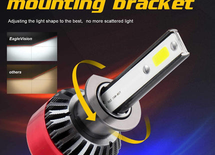 H1 LED Headlight Bulbs 55W 9000LM 6000K Car Fog High Beam Pair Kairiyard