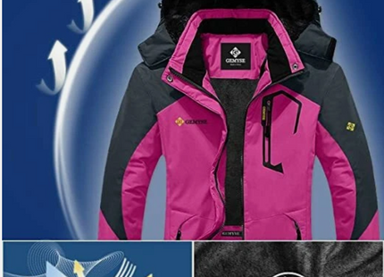Womens Ski Jacket Waterproof Winter Fleece Lining Coat, Pink Size L GEMYSE