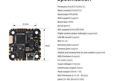 HGLRC Specter 25A F7 AIO Flight Controller
