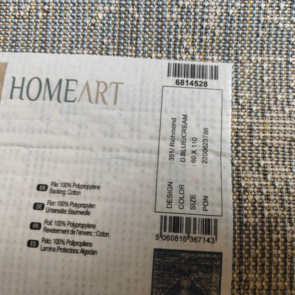 HomeArt Living Room RUG - Short Pile, Bordered, Dark Blue, 60x110cm