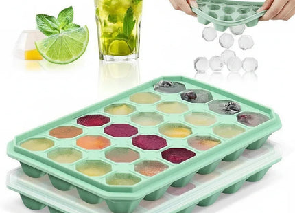 Silicone Ice Cube Trays 2 Pack Stackable Easy-Release BPA Free Cocktail Freezer