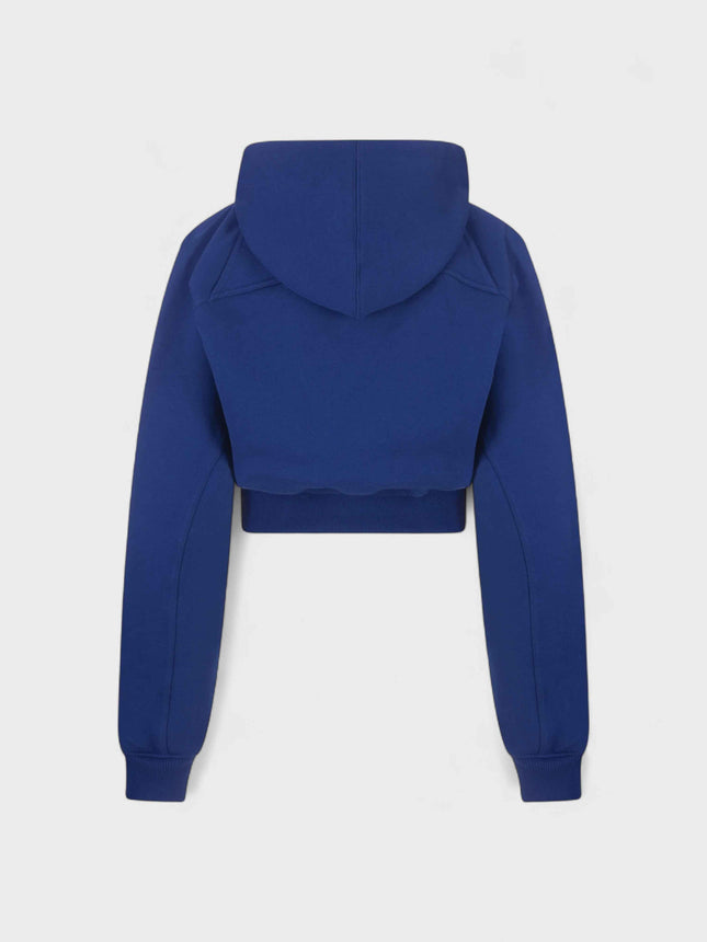 Off Stamp Round Crop Hoodie Blue