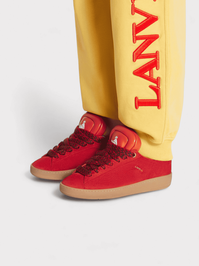Lanvin Hyper Curb Sneakers Leather Suede Red