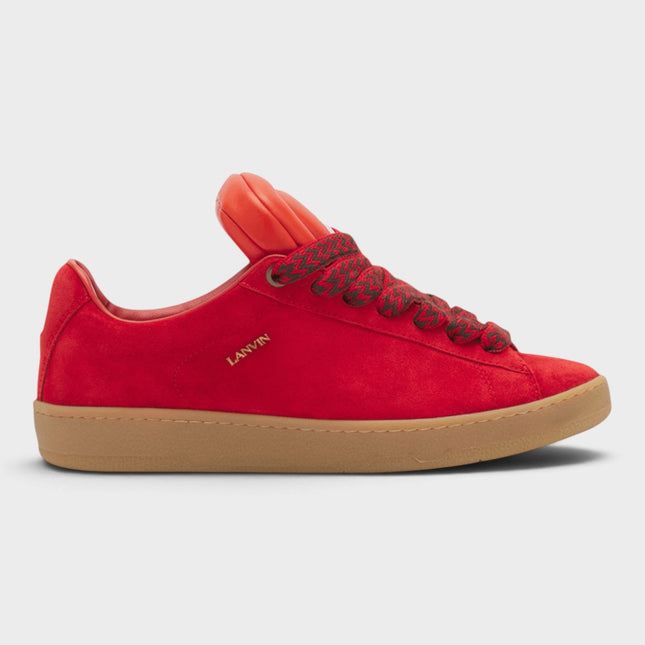 Lanvin Hyper Curb Sneakers Leather Suede Red