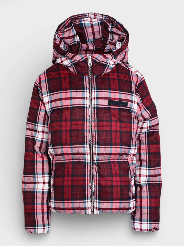 New York Tartan Puffer Jacket Red