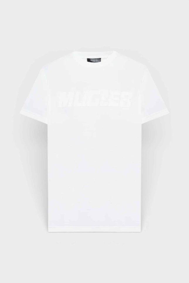 Mugler Logo Print Oversized Tee Warm White