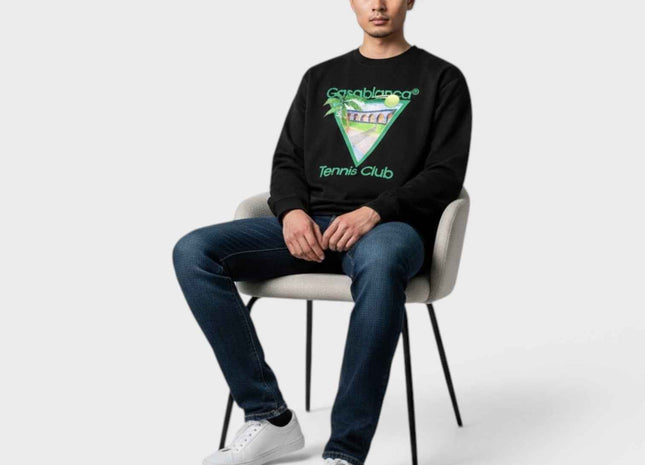 Tennis Club Icon Printed Sweatshirt Black