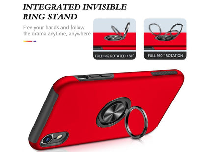 iPhone XR Ring Holder Case Red Kickstand