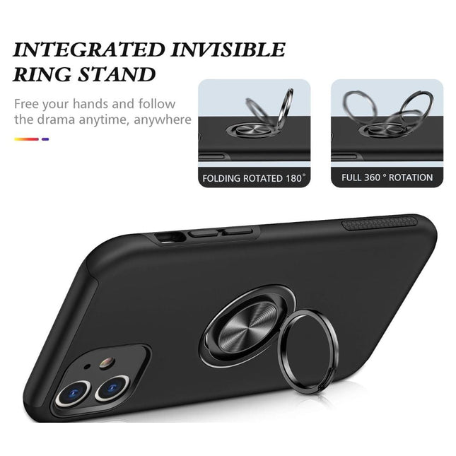 iPhone 11 Ring Holder Case Black Kickstand