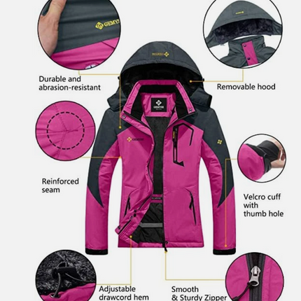 Womens Ski Jacket Waterproof Winter Fleece Lining Coat, Pink Size L GEMYSE