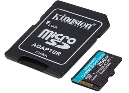 Kingston 256GB Canvas Go! Plus Micro SDXC Card, SD Adapter, UHS-I Class 10, U3, 200MB/s