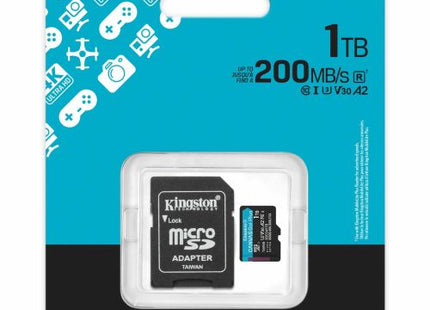 Kingston 1TB Canvas Go! Plus Micro SDXC Card, SD Adapter, UHS-I Class 10, U3, 200MB/s