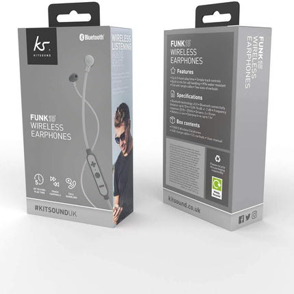 Kitsound Funk 15 In-Ear Wireless Headphones With Mic Grey