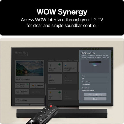 LG US20A SOUNDBAR 2.0 WIRELESS BLUETOOTH 5.3 COMPACT 50W HDMI USB PORT BLACK