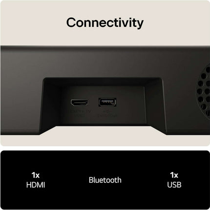 LG US20A SOUNDBAR 2.0 WIRELESS BLUETOOTH 5.3 COMPACT 50W HDMI USB PORT BLACK