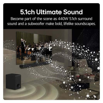 LG US60TR SOUNDBAR 5.1 440W WIRELESS SUBWOOFER BLUETOOTH HDMI USB AI SOUND PRO
