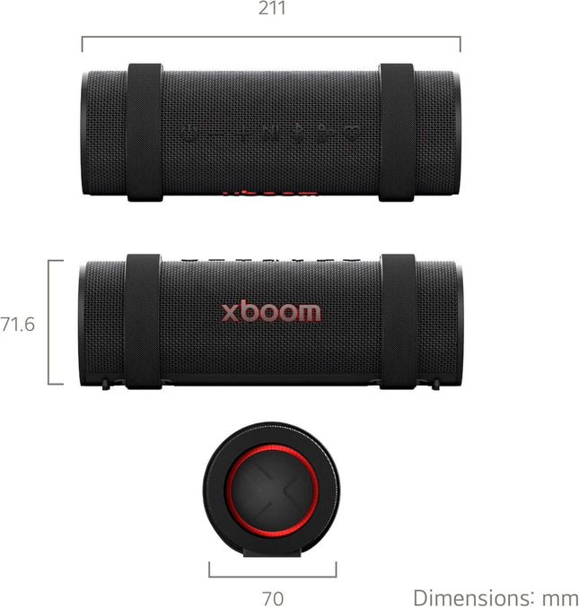 LG XBOOM GRAB PORTABLE BLUETOOTH SPEAKER 30W WATER RESISTANT IP67 AUX-IN BLACK