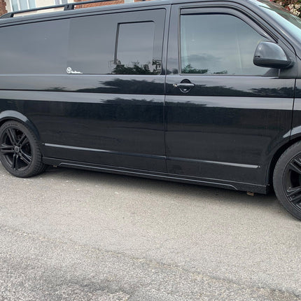 For VW T5, T5.1 LWB Side Skirts Deep Black Plastic Painted and Ready to Fit (B-Grade)