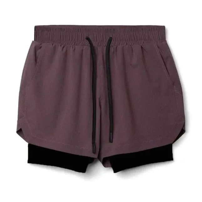 Men 2 in 1 Fitness Gym Shorts With Towel Loop Breathable Shorts