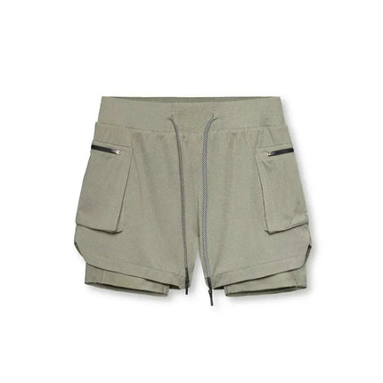 Men 2 in 1 Running Training Joggers Gym Shorts With Phone Pocket