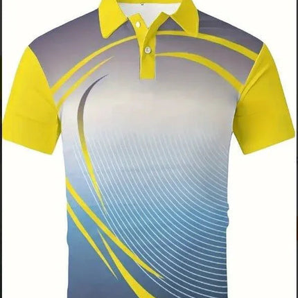 Men's Short Sleeve Polo Shirt with Printed Design, Loose Fit in Various Colors and Sizes S-6XL