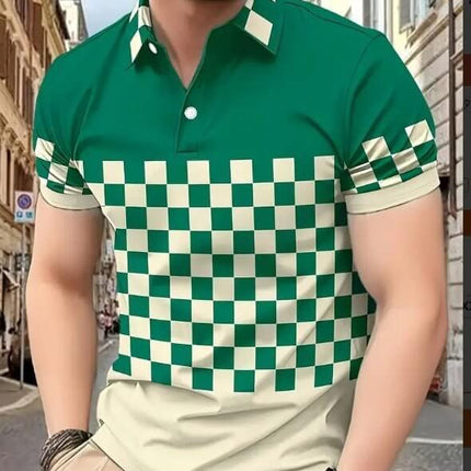 Men's Short Sleeve Polo Shirt with Printed Design, Loose Fit in Various Colors and Sizes S-6XL
