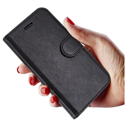 Motorola Moto G7 Book Flip Case Black Leather Wallet with Magnetic Closure
