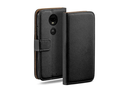Motorola Moto G7 Book Flip Case Black Leather Wallet with Magnetic Closure