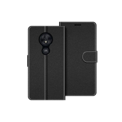 Moto G7 Play Book Flip Case Black Leather Wallet with Magnetic Closure
